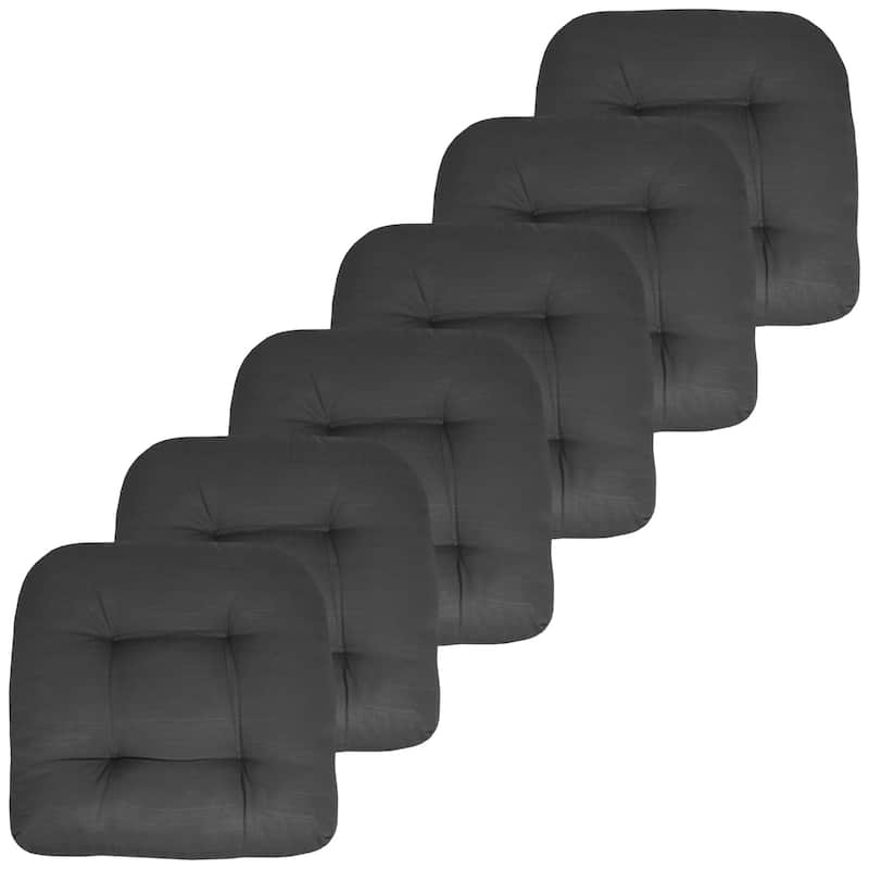 Indoor-Outdoor Reversible Patio Seat Cushion - Charcoal - Set of 6