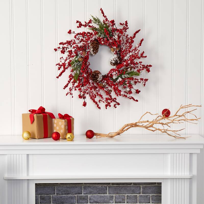 Frosted Cypress Artificial Christmas Wreath, 24-Inch, Unlit