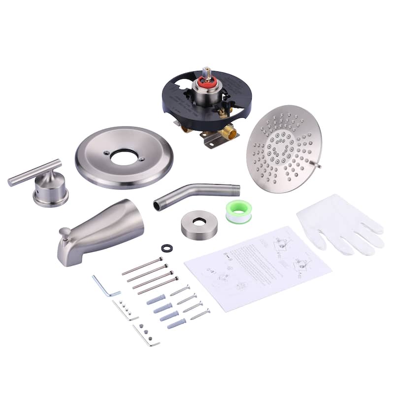 WOWOW Single-Handle 5-Spary Round Shower Faucet with Tub Spout