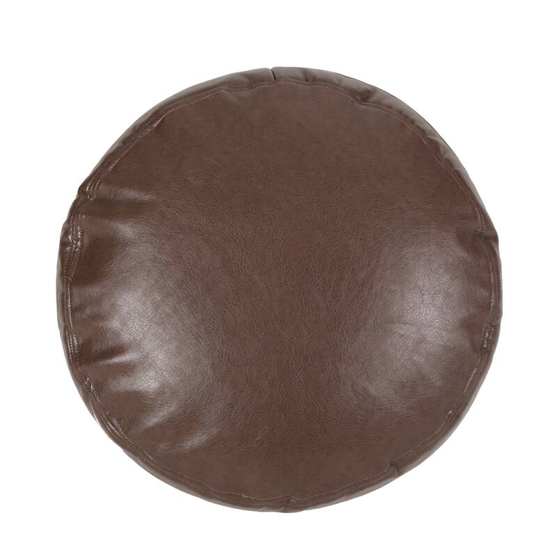 Baddow Contemporary Faux Leather Channel Stitch Pouf by Christopher Knight Home