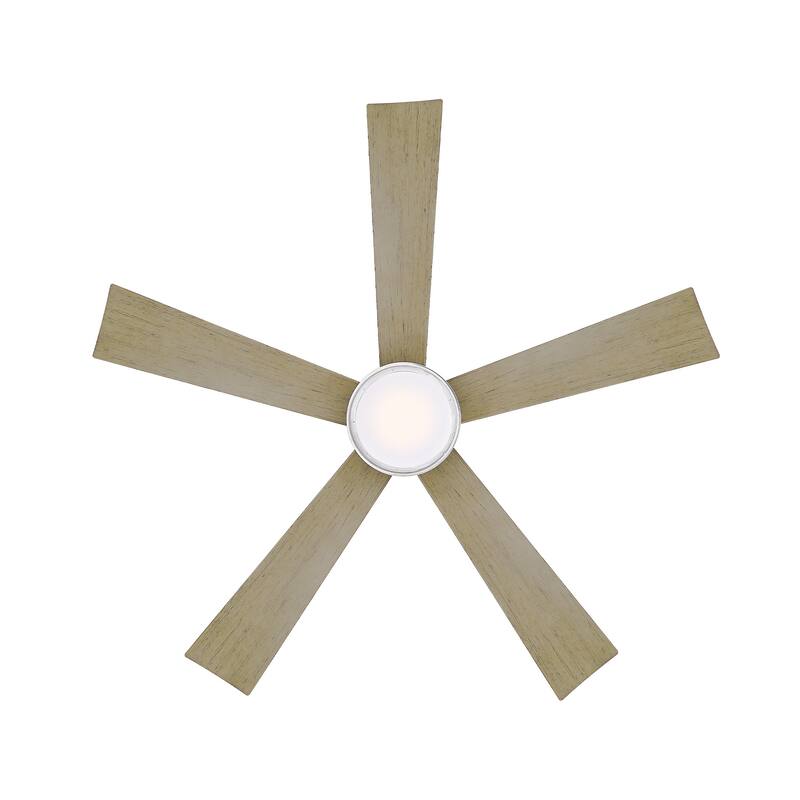 Wynd 52 Inch Five Blade Indoor / Outdoor Smart Ceiling Fan with Six Speed DC Motor and LED Light.