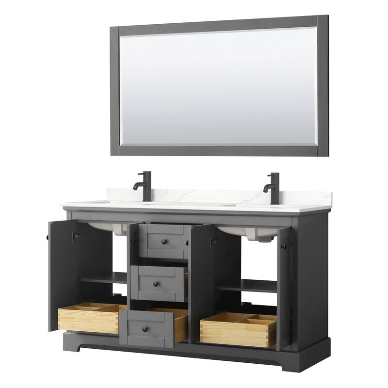 Avery 60-inch Double Vanity, Quartz Top, 58-inch Mirror