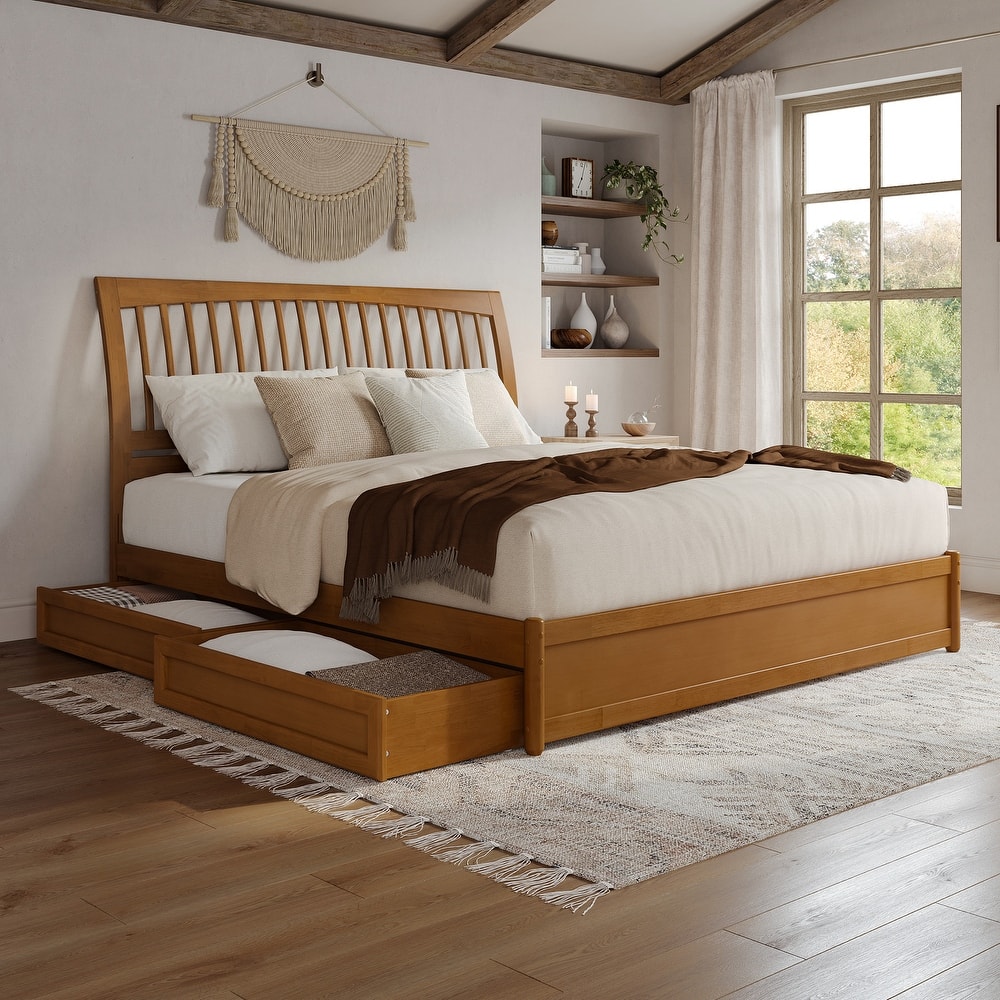 Roslyn Platform Bed with Panel Footboard and Storage Drawers