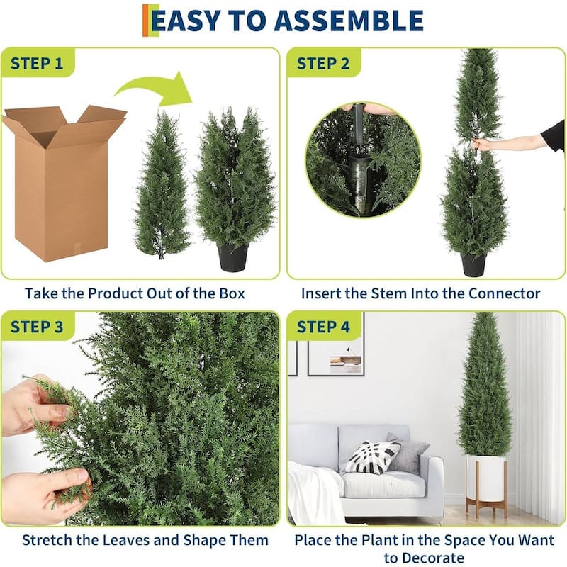 2-Pack Faux Artificial Cedar Topiary Tree for Home Office Decor