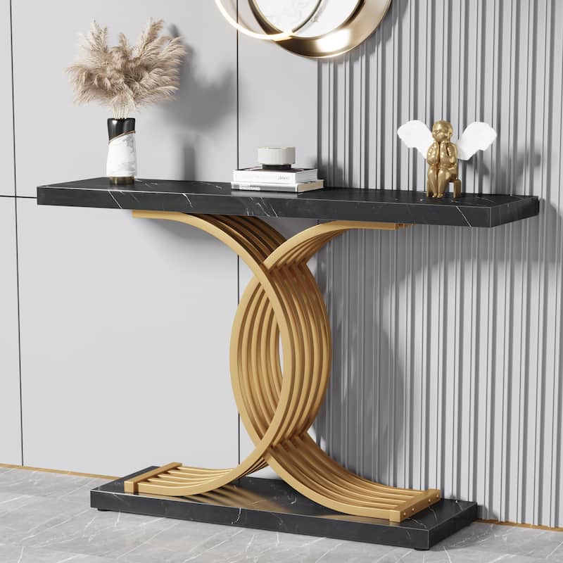 Modern Entryway Table, 39-Inch Console Accent Table, Narrow Wood Sofa Foyer Table