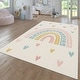 preview thumbnail 7 of 22, Kids Rug with Rainbow and Hearts in Pastel Colors 2'8" x 4'11" - cream