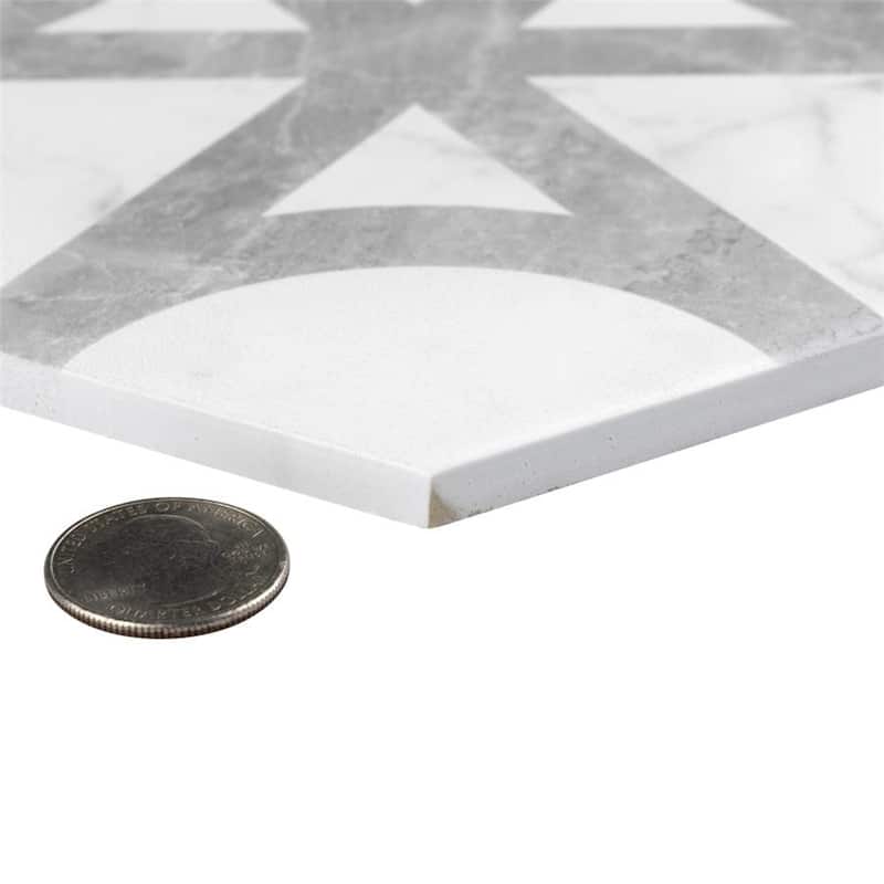 Merola Tile Classico Carrara Hexagon Flow 7" x 8" Porcelain Floor and Wall Tile