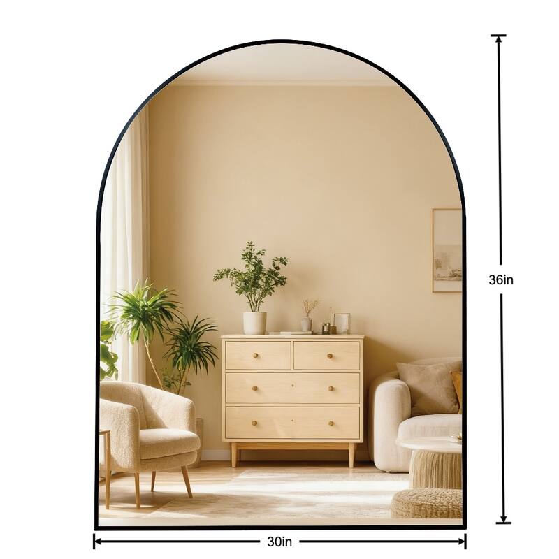 GDFStudio - Nordvale Modern Arched Bathroom Vanity Decorative Mirror with Easy Wall Mounting & Metal Frame