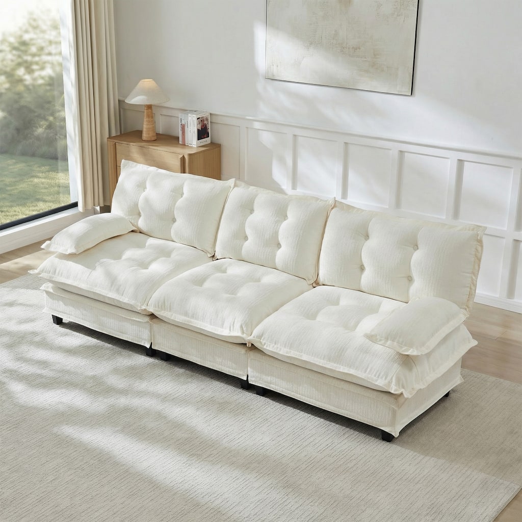 GDFStudio Sage 107" 3-Seater Cloud Modular Sectional Couch with Breathable Chenille Fabric