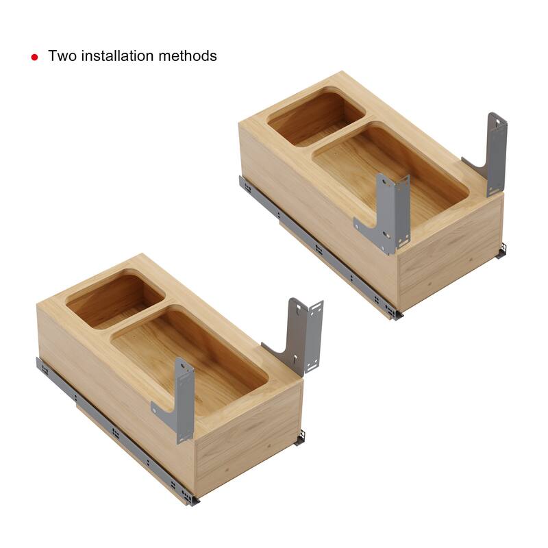 Dowell Trash Can Pull Out Set - 15" Wide w/Wood Base