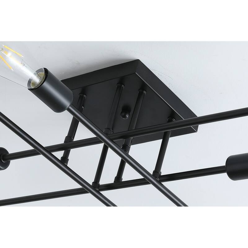 Modern 8-Light Sputnik Branches Semi Flush Mount Lighting Fixture