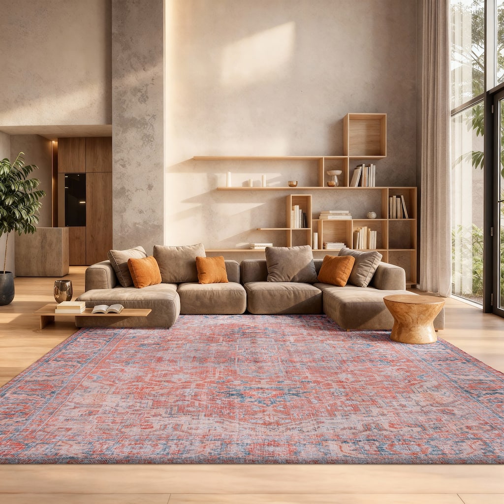 SAFAVIEH Tucson Machine Washable Slip Resistant Reba Traditional Rug