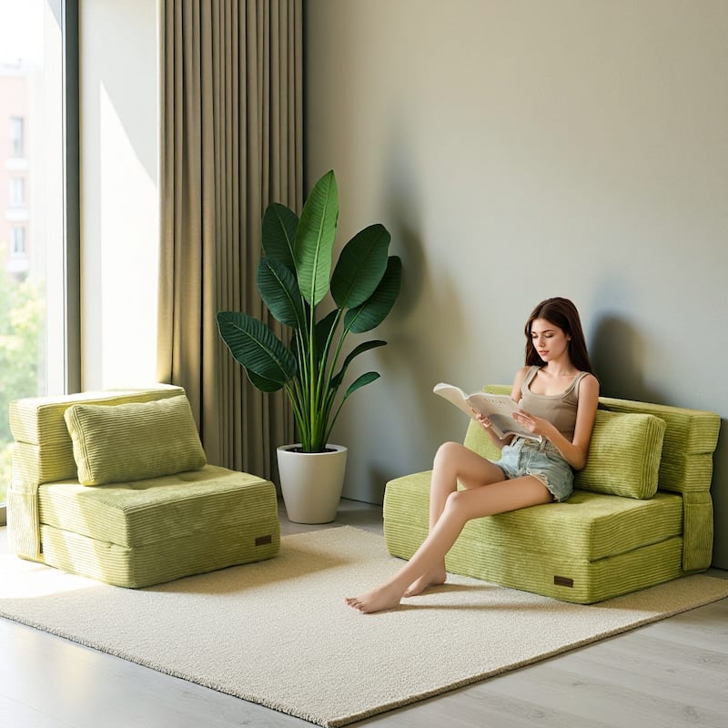 Corduroy Convertible Sofa Bed,Floor Sleeper Sofa