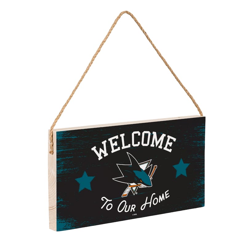 San Jose Sharks Wooden Door Decor Wall Sign - Multi-Color