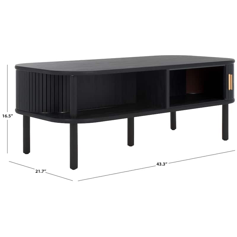 SAFAVIEH Home Tealla 2 Tambour Door Coffee Table - 43Wx22Dx17H - Black/Gold