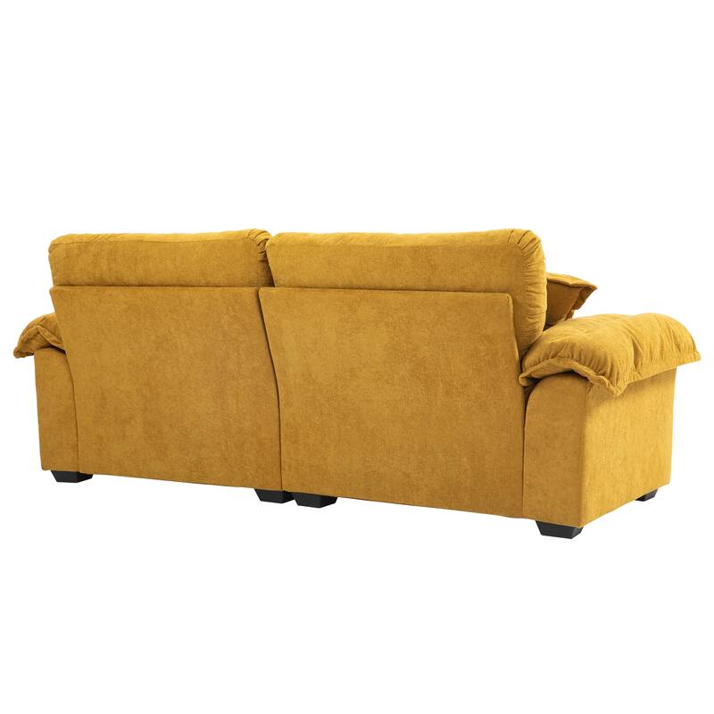 84" Yellow Chenille Loveseat Sofa with Memory Foam and 2 Pillows