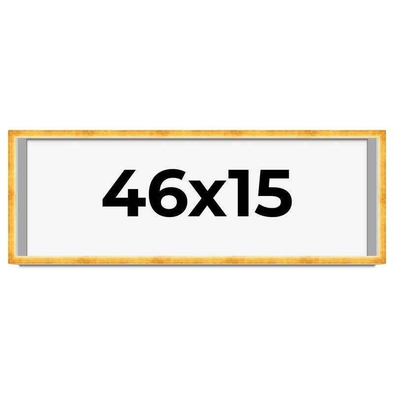 46x15 Shadow Box Frame Gold | 1.625 Inches Deep Real Wood Traditional