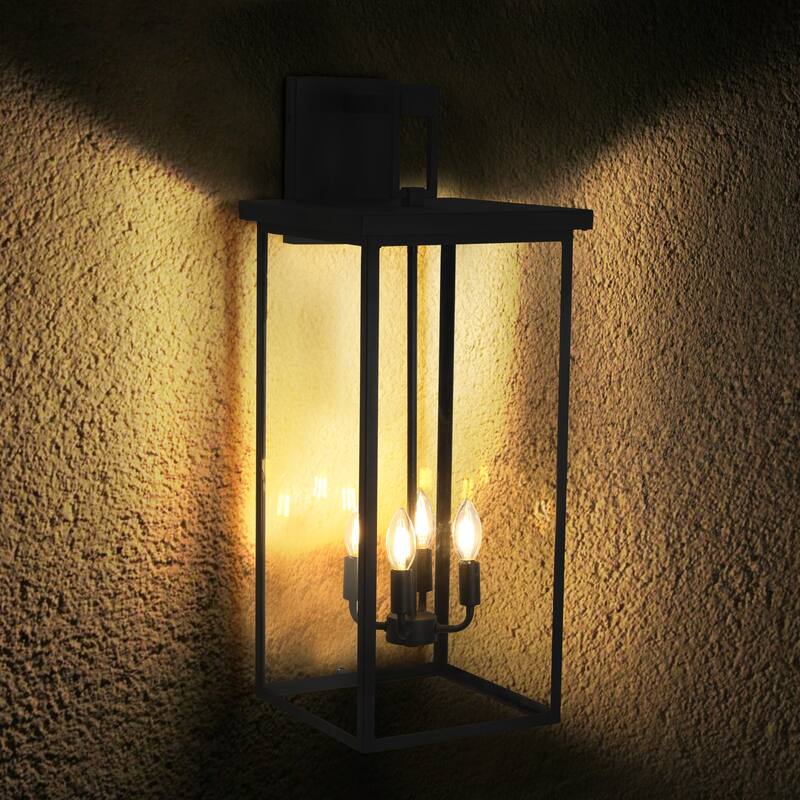 30"(H) 1pcs 4-Light Black Outdoor Wall Light, Weatherproof Wall Sconces for Porch, Garden, Patio (No Bulbs) - Matte Black