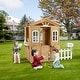 preview thumbnail 7 of 10, Wooden Playhouse for Kids Outdoor with Working Door, Windows, Mailbox, Bench, Flowers Pot Holder, 39" x 38" x 55.5"