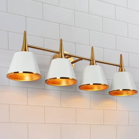 Mid-century Modern Gold 4-Light Bathroom Vanity Light Metal Wall Sconces