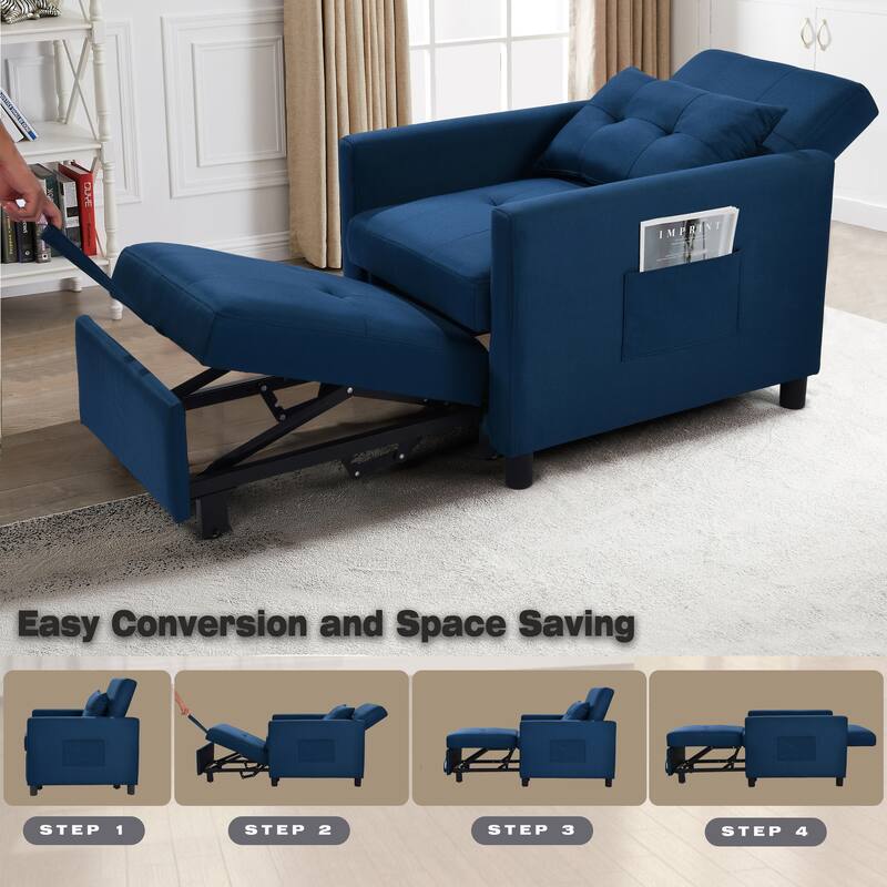 Single Sofa Bed with Pullout Sleeper with 1pc Lumbar pillow Bed Bath
