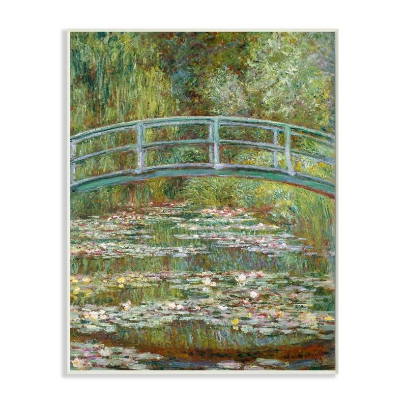 Stupell Bridge Over Lilies Monet Classic Painting,10 x 15, Wood Wall Art