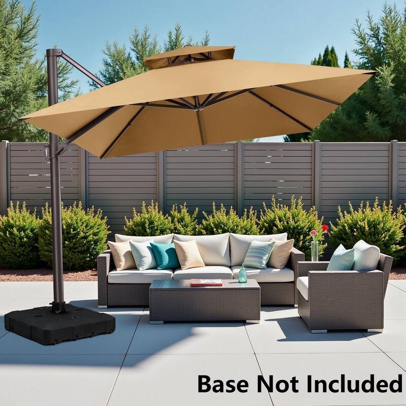 10 x 13 Feet Double Top Rectangular Rotating Patio Offset Cantilever Umbrella with Crank