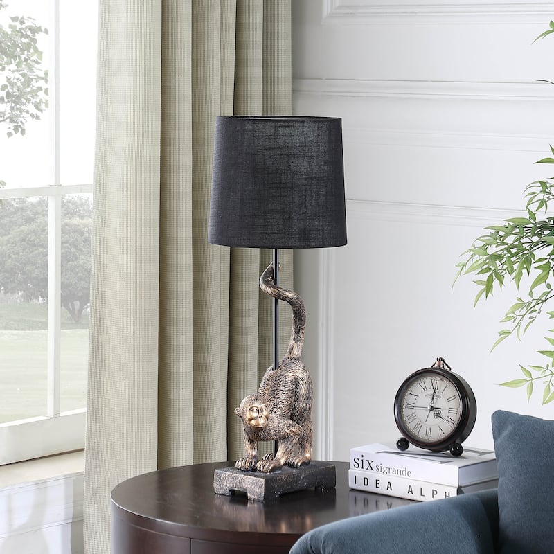 24" In Wildlife Old World Antique Bronze Capuchin Monkey Polyresin Table Lamp