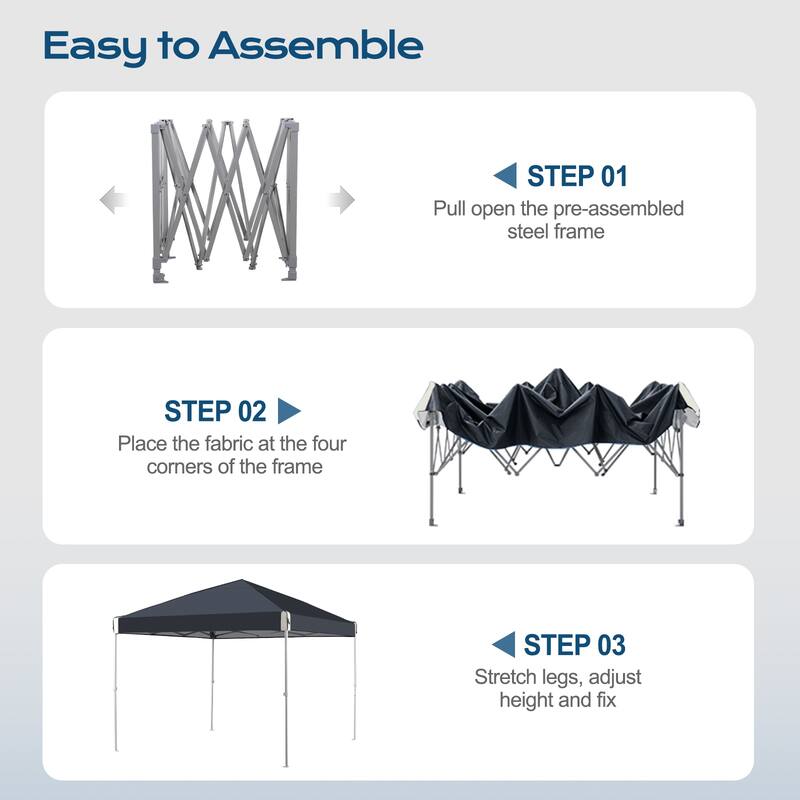 Aoodor 10' x 10' Outdoor Pop Up Canopy Tent, Commercial Instant Reinforce Canopy