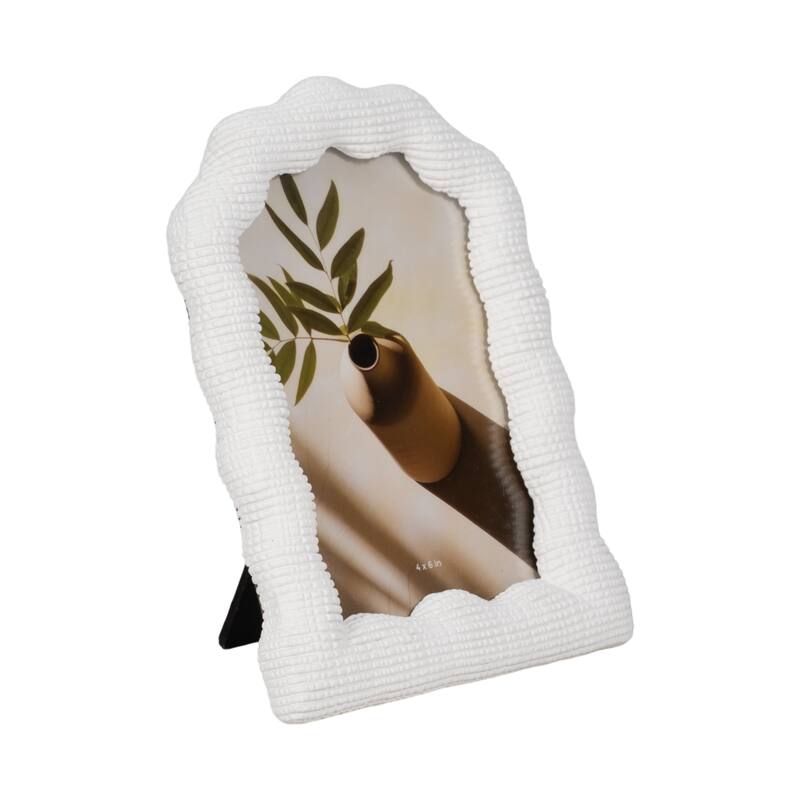 Resin Sculptured Wavy Arch Photo Frame - White