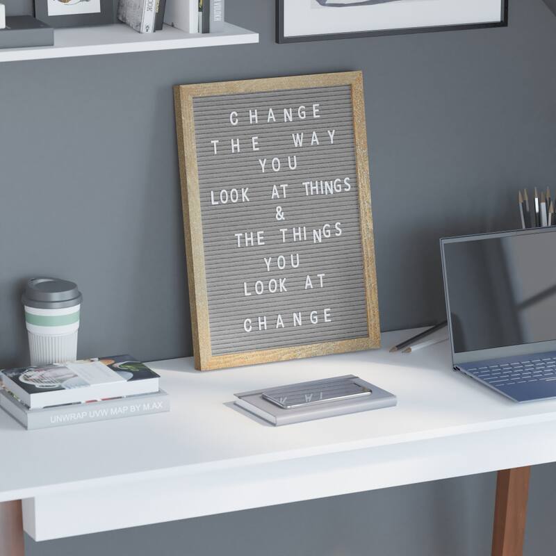 Wood Frame Letter Board with 389 PP Letters and Canvas Carry Bag