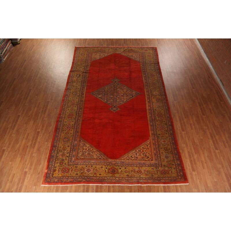 Pre-1900 Antique Sultanabad Persian Large Rug Hand-Knotted Wool Carpet - 9'8"x 16'7"