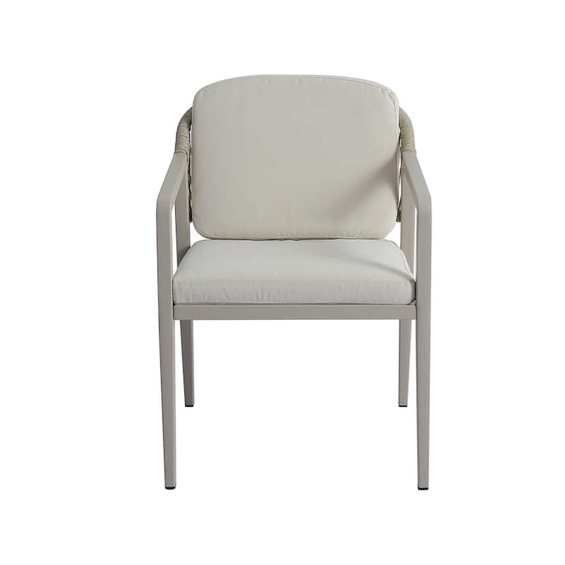 Outdoor Dining Chairs Set of 2, Patio Wicker Rattan Armchairs with Waterproof Cushions for Backyard, Poolside, Balcony