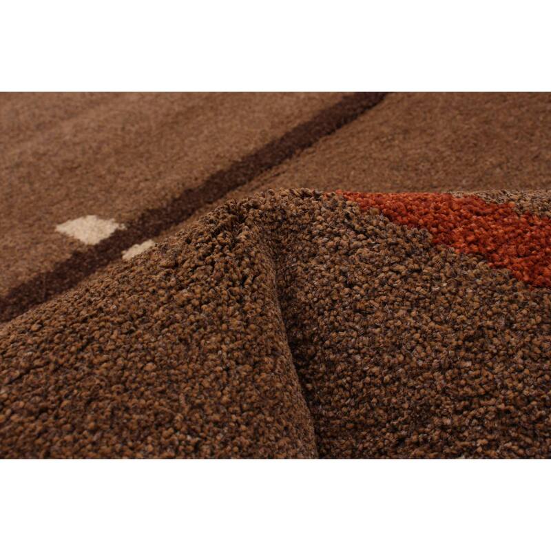 ECARPETGALLERY Machine Woven Lotus Mod Brown Polypropylene Rug - 6'7 x 9'8