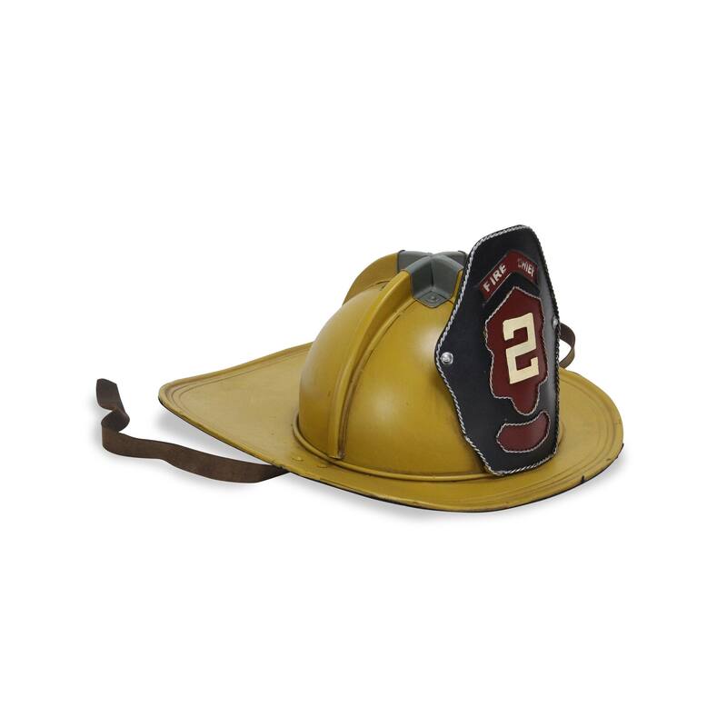 HomeRoots 8" Yellow and Black Metal Fireman Hand Painted Figurine - 14.75' X '8.25' X '12.5