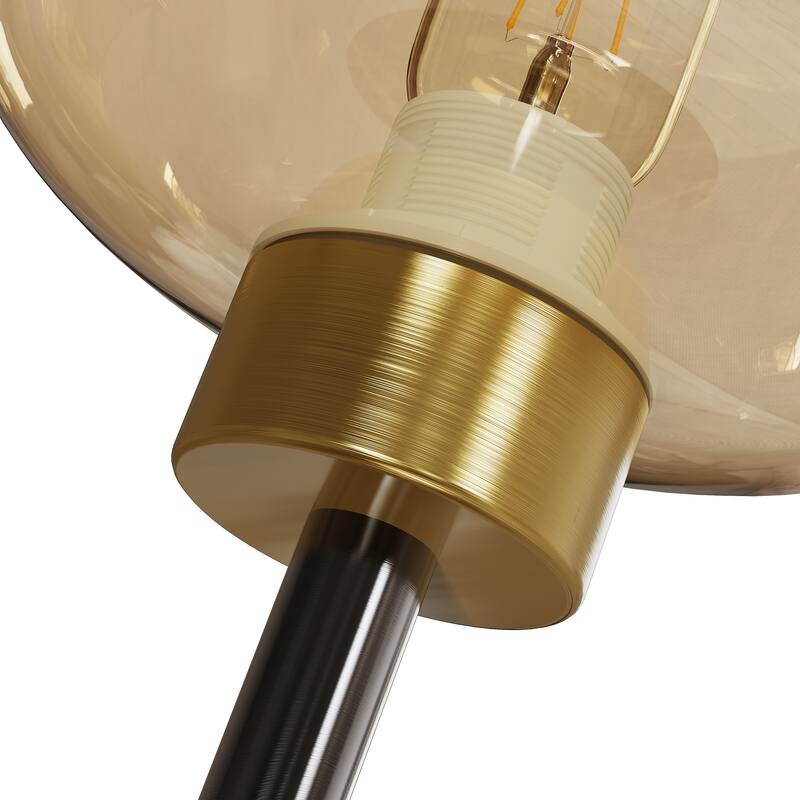 Elegant Amber Glass LED Table Bedside Lamp