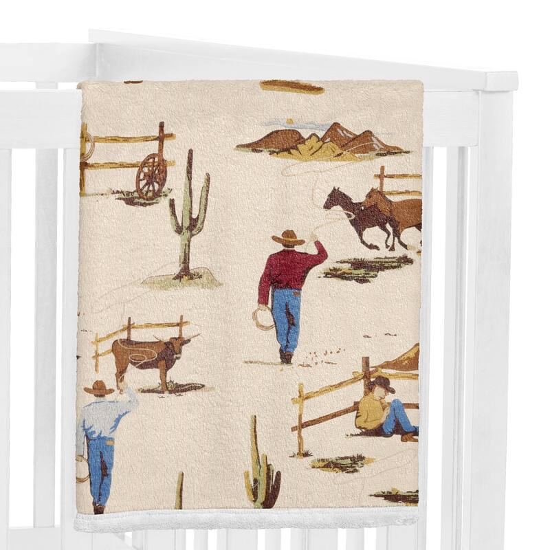 Sweet Jojo Designs Brown Western Cowboy Boy Toddler Blanket Baby Swaddle - Wild West, Southern Charm, Country South, Horse Steer