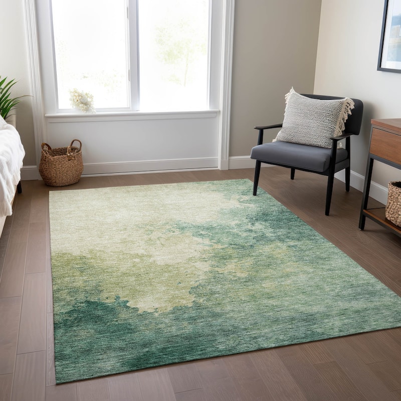Machine Washable Indoor/ Outdoor Abstract Modern Chantille Rug