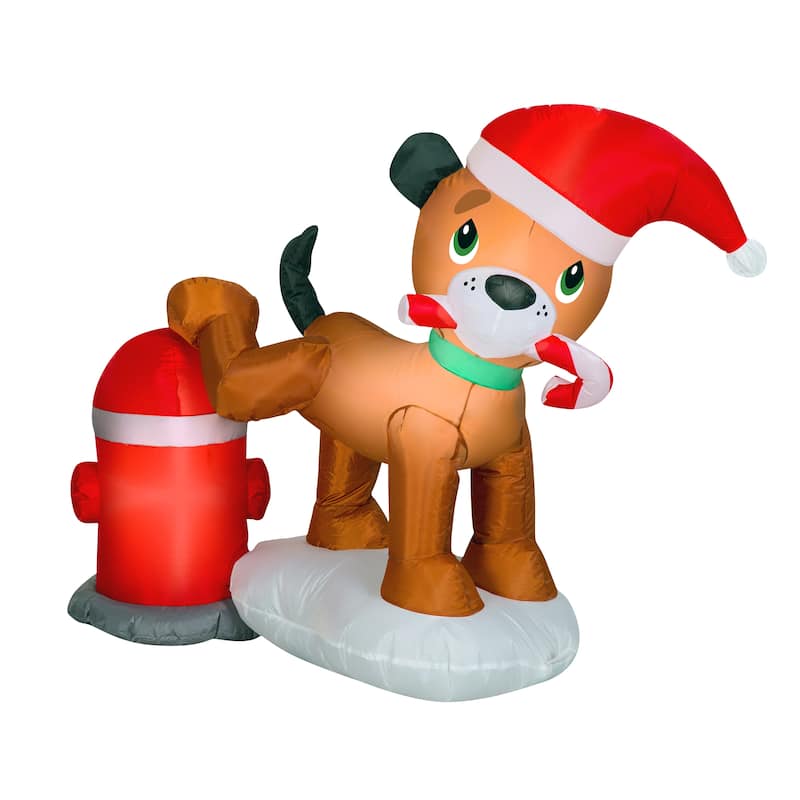 National Tree Company 4 ft. Inflatable Puppy Dog and Fire Hydrant - 4 ft