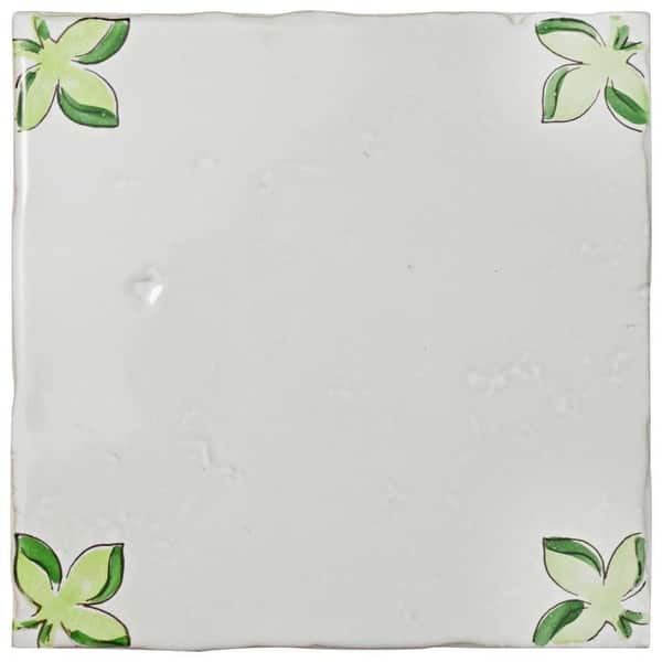 slide 2 of 5, Merola Tile 5.125x5.125-inch Nove Taco Paterna Ceramic Wall Tile