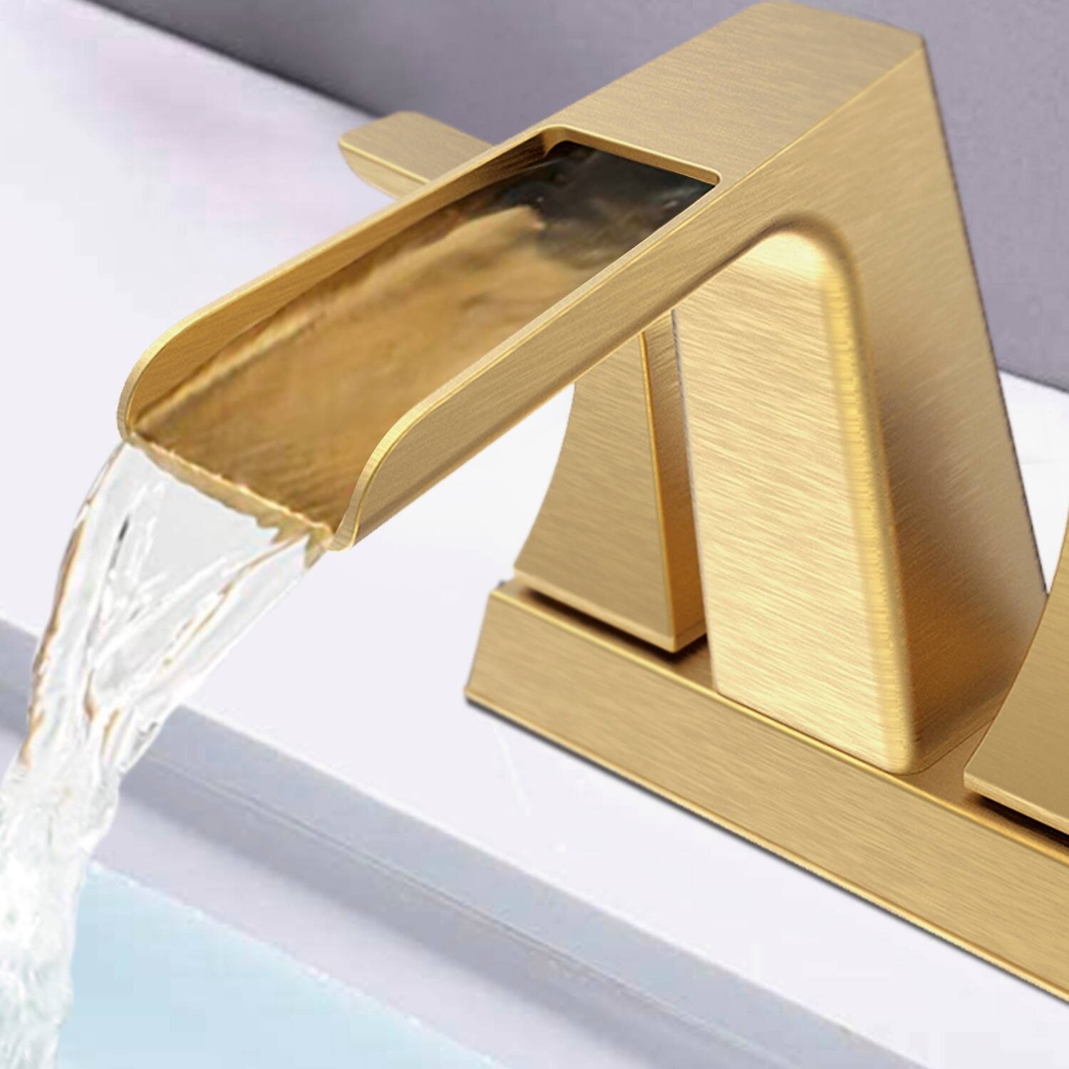 BATHLET 2Handle Waterfall 4" Centerset Bathroom Faucet with Drain