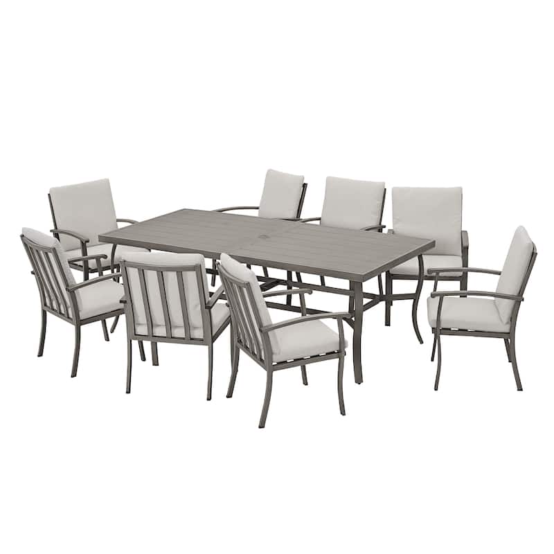 EGEIROS LIFE AluLux 9-Piece Aluminum Patio Dining Set with Washable Cushions