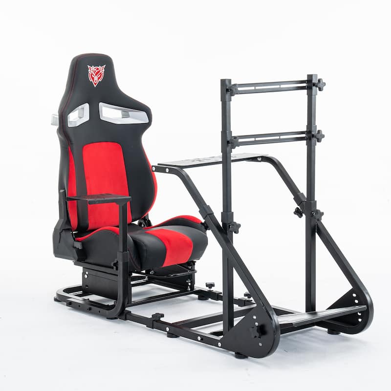 Enhanced and Stable Racing Wheel Cockpit, Compatible With Fanatec, Logitech adjustable driving simulators, excluding handbrake - Red
