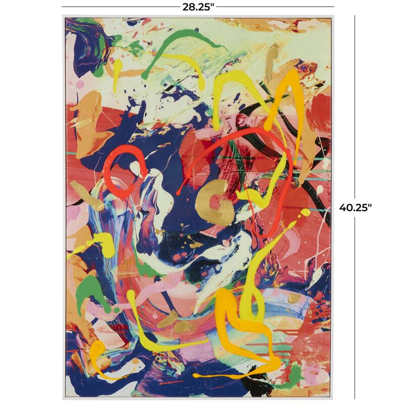 Canvas Abstract Paint Splatter Wall Art with White Frame - Multi Colored - CosmoLiving by Cosmopolitan