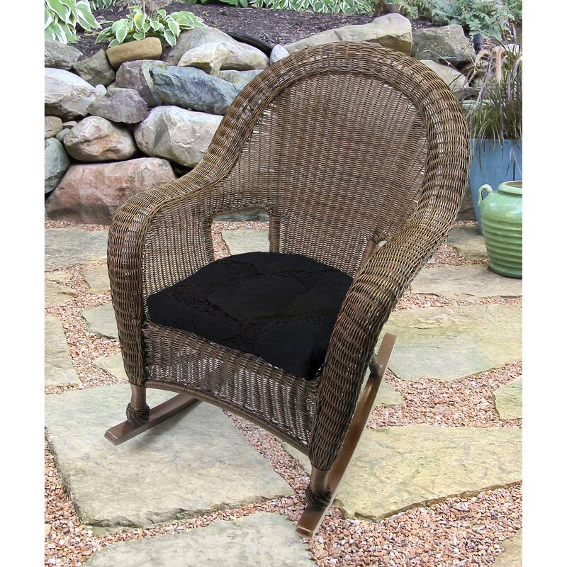 18" x 18" Navy Solid Contoured Outdoor Wicker Seat Cushion - Set of 2 - 18'' L x 18'' W x 4'' H