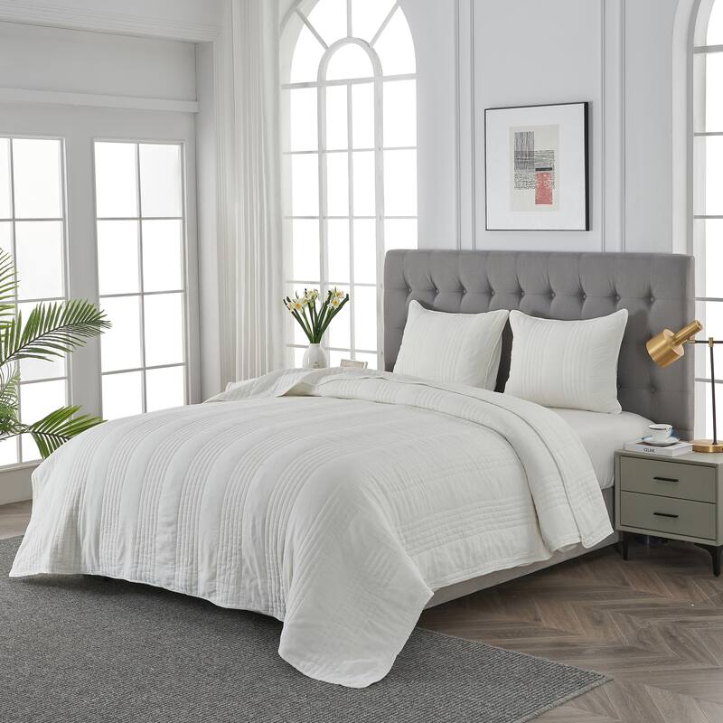 Stonewash Classic Cotton Quilt & Coverlet Set