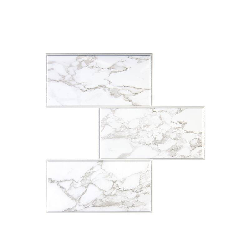 Marble White Peel and Stick Backsplash Tiles