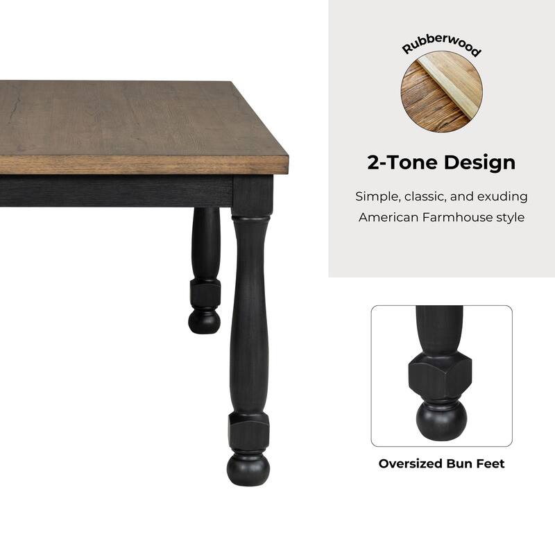 Furniture of America Lucan Modern Farmhouse Black Acacia 7-Piece Dining Set