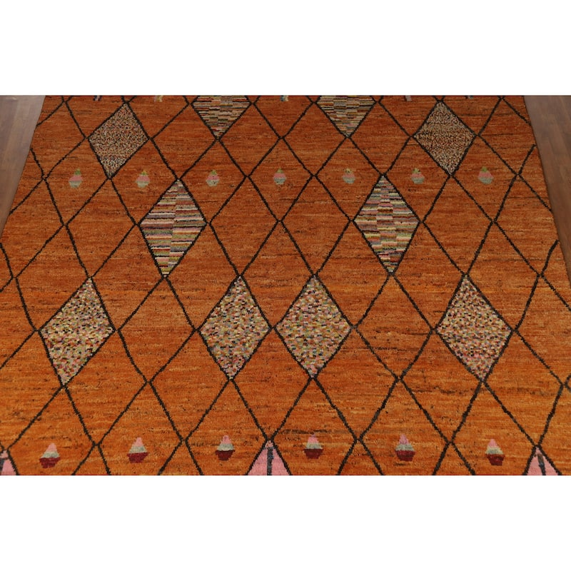 All-Over Trellis Moroccan Oriental Large Rug Handmade Wool Carpet - 10'1" x 14'1"