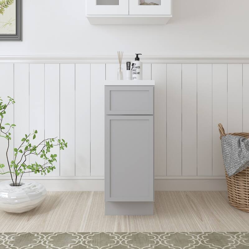 Vanity Art 12" Freestanding Single Base Storage Cabinet with Soft Close Door - Gray